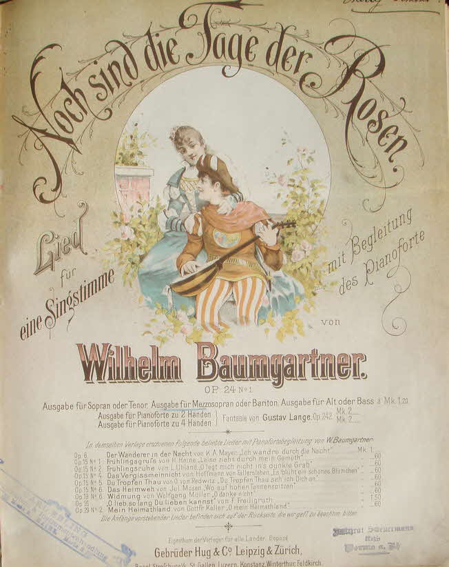 Wilhelm Baumgartner (* 15. November 1820 in Rorschach; � 17. M�rz 1867 in Z�rich) war ein Schweizer Chordirigent, Pianist und Komponist von Klavierst�cken, Kunstliedern und Chorwerken - 39 € mtl./K 350 €