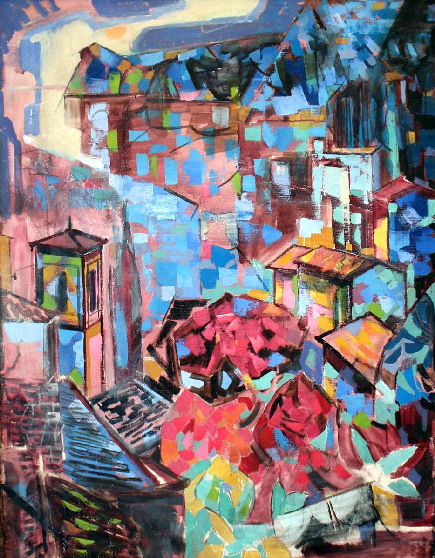 Constanzer Max Peter (1912 Ludwigsburg 1999). S�dliche Stadtansicht - PALERMO . �l auf Lwd - Verso auf Keilrahmen mit Namenszug. Gerahmt -  90 x 70 cm -  89 € mtl./K 1450 €