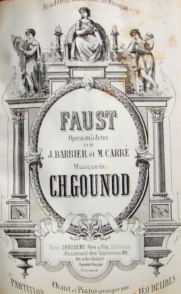 Charles Fran�ois Gounod (* 17. Juni 1818 in Paris; � 18. Oktober 1893 in Saint-Cloud) war ein franz�sischer Komponist.

Faust (Margarethe) Erstauff�hrung 1859 - 39 € mtl./K 350 €