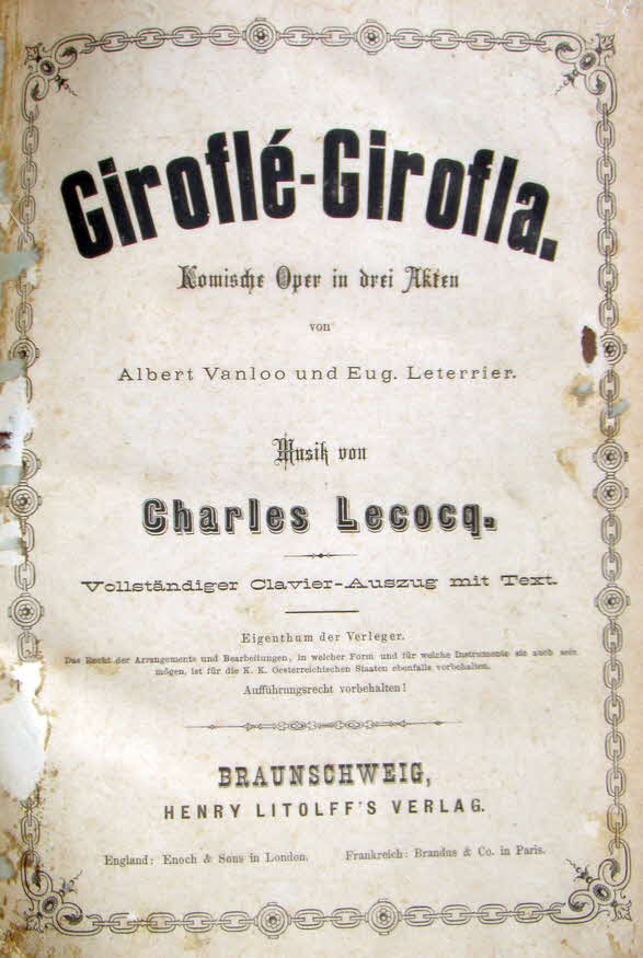 Alexandre Charles Lecocq (* 3. Juni 1832 in Paris; � 24. Oktober 1918 ebenda) war ein franz�sischer Operettenkomponist.

Girofl�-Girofla, Erstauff�hrung Br�ssel 1874 - 39 € mtl./K 350 €