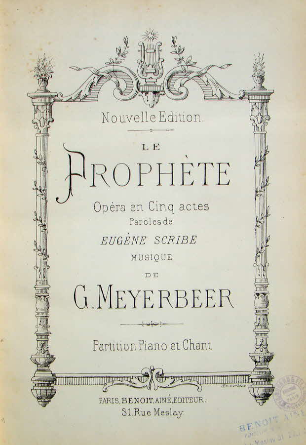 Giacomo Meyerbeer (* 5. September 1791 in Tasdorf, Mark Brandenburg; � 2. Mai 1864 in Paris), geboren als Jakob Liebmann Meyer Beer, war ein deutsch-j�discher Komponist und Dirigent.

Le proph�te (Der Prophet), Urauff�hrung Paris 1849 - 39 € mtl./K 350 €