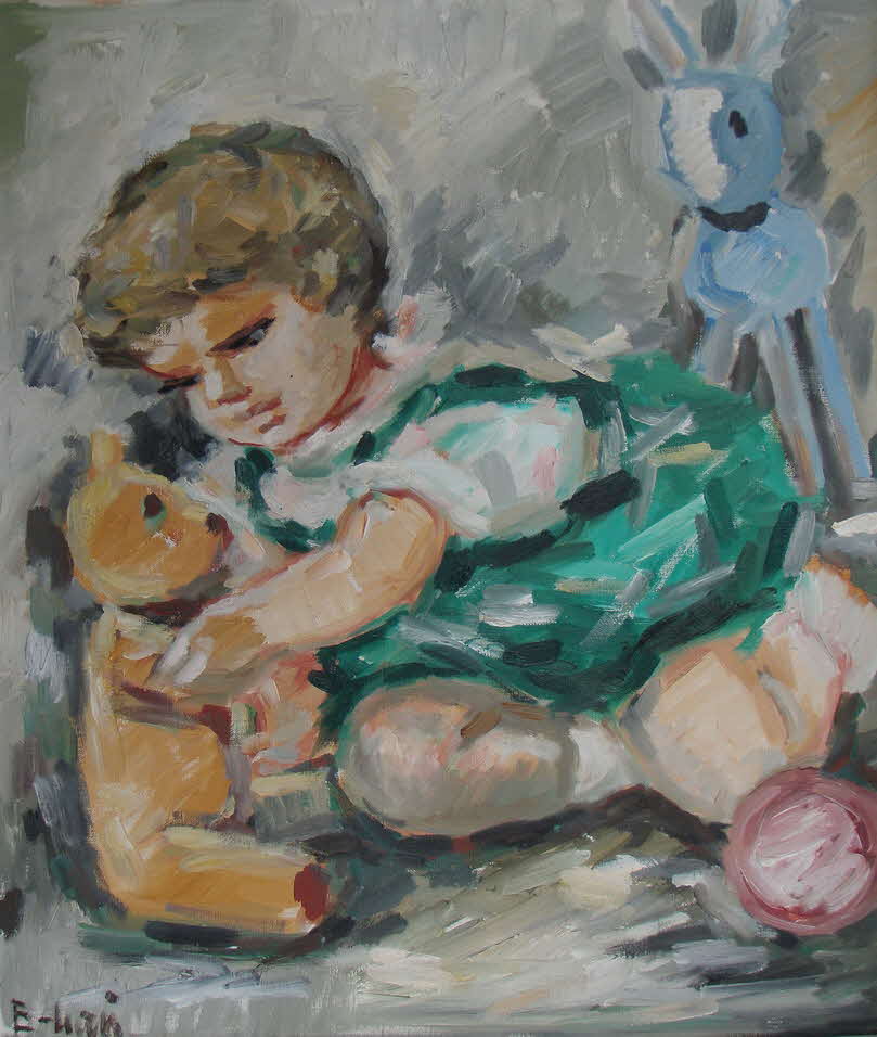 Amadin L.V. - Spielendes Kind - D�nemark um 1990 - 56 x 45 cm - 39 € mtl./K 450 €