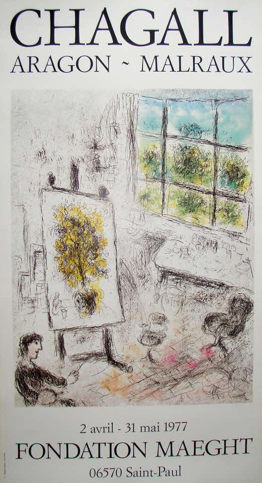 MARC CHAGALL (1887 - 1985) - Ausstellung Fondation Maeght - Farblithographie - Paris 1977 - 75 x 41 cm  - 59 € mtl./K 450 €