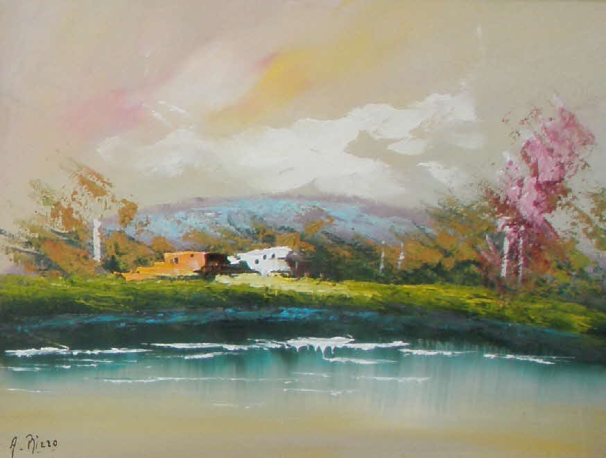 Herbst am Comer See - A. Rizzo - um 1990 - 36  x 45 cm hinter Glas - 39 € mtl./K 450 €